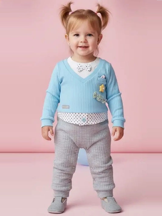 Romper For Baby Girls Applique Cotton Blend