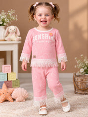 Baby Girls Graphic Printed Top and Matching Pants Set