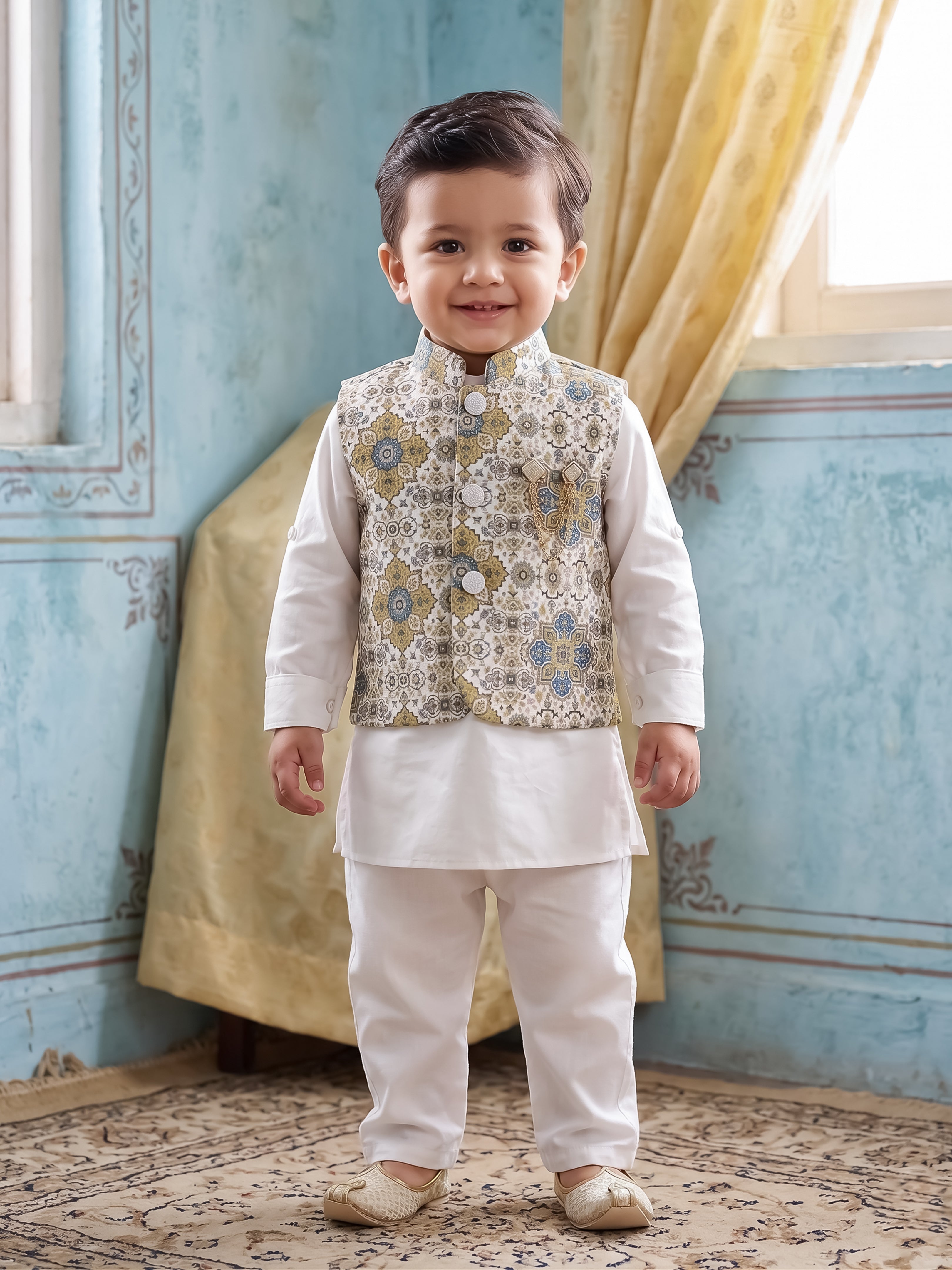 Royal Boys Ethnic Wear with Floral Jacket