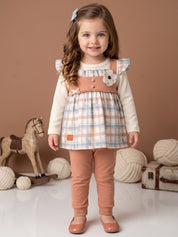 Baby Girls Checked Sleeveless Tunic Top & Bottom Set