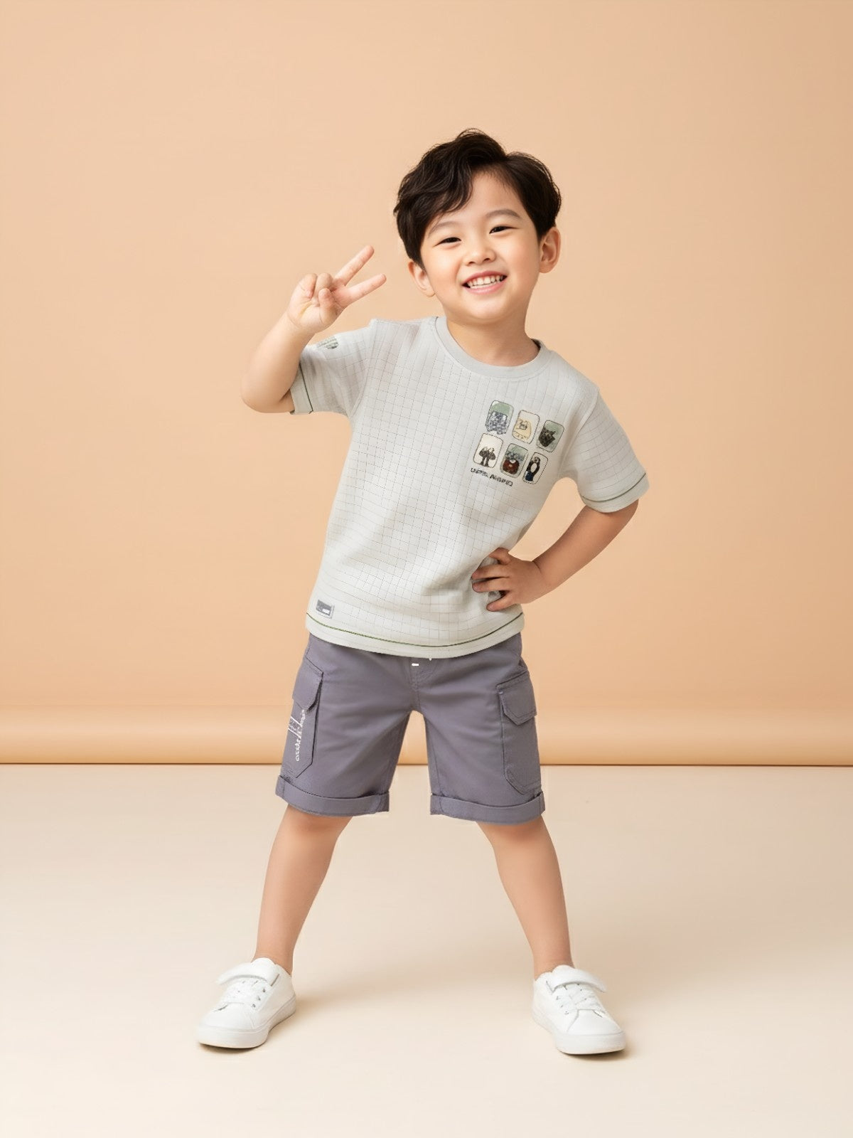 Kids Boys Designer Shirt with Inner and Shorts Set