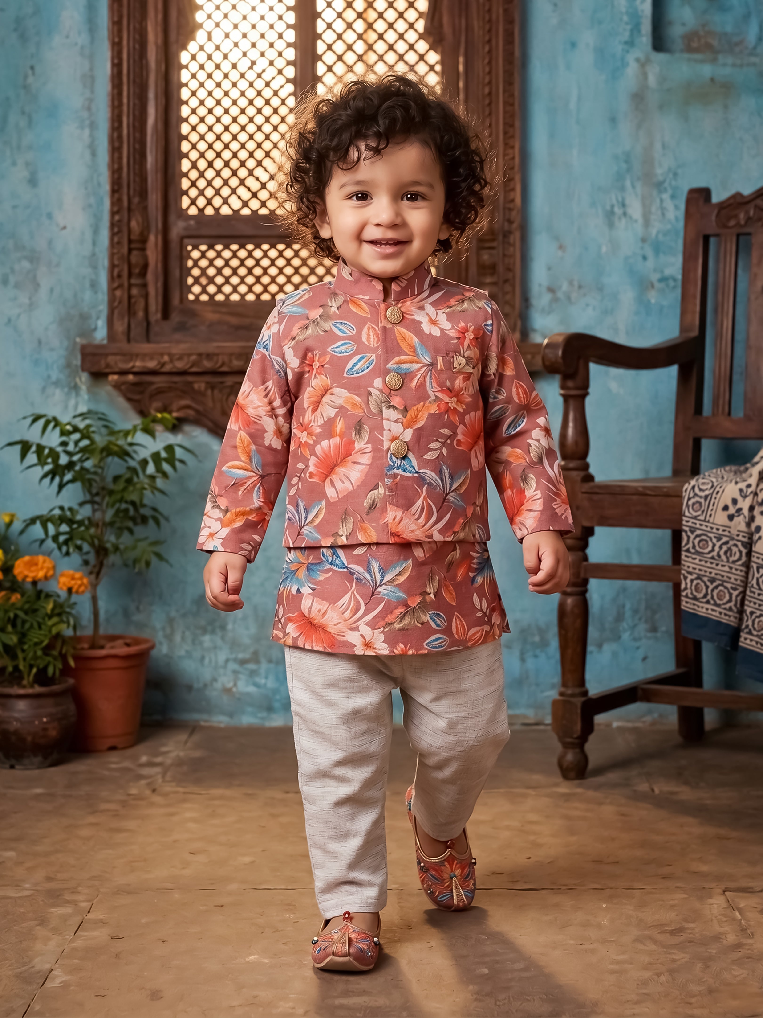 Elegant Floral Ethnic Set for Boys