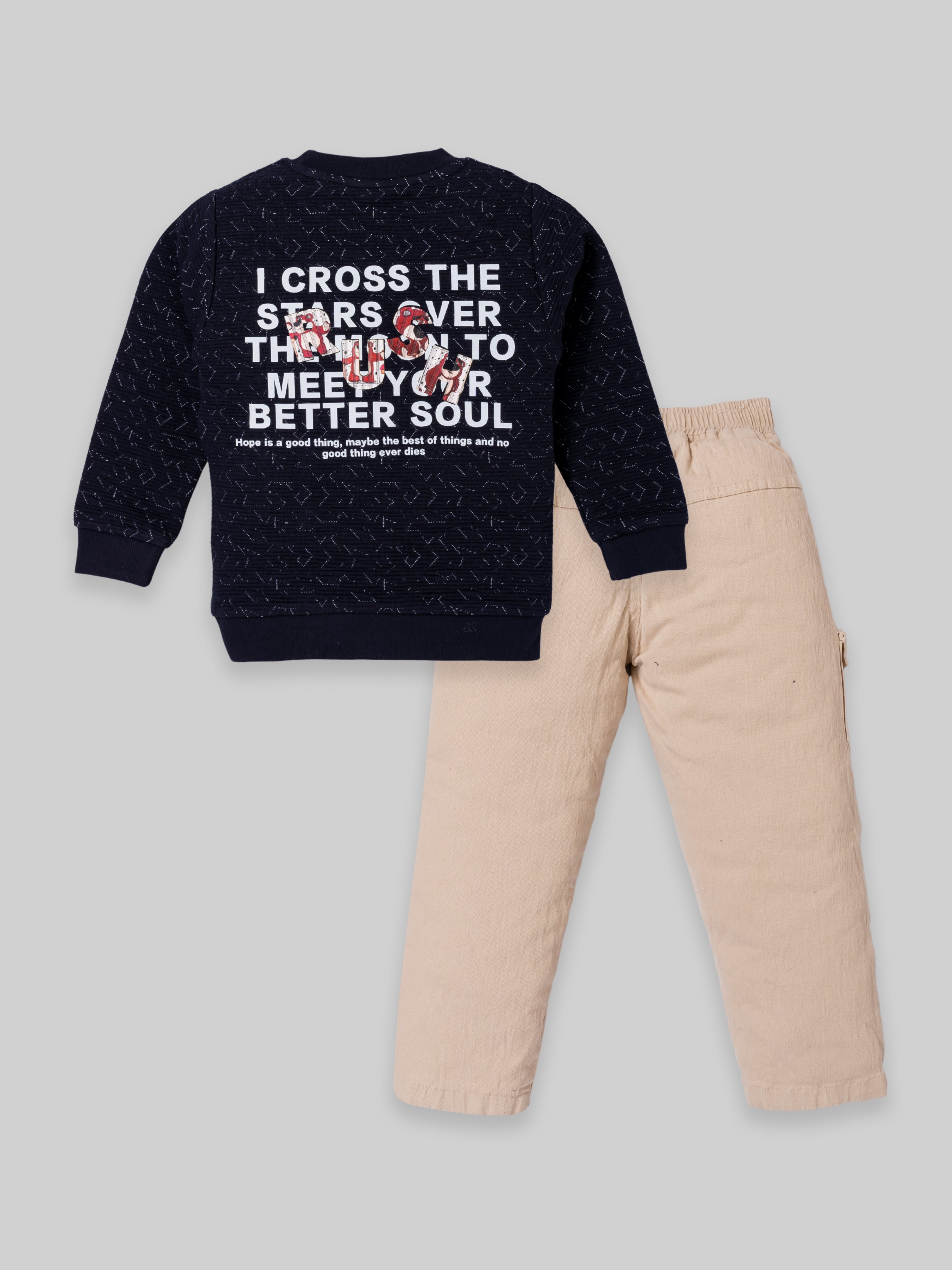 Boys Winter Sweatshirt & Full Pant Set | Navy & Red