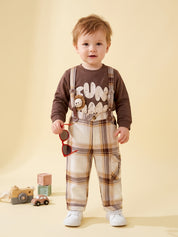 Boys’ Plaid Suspender Outfit Set