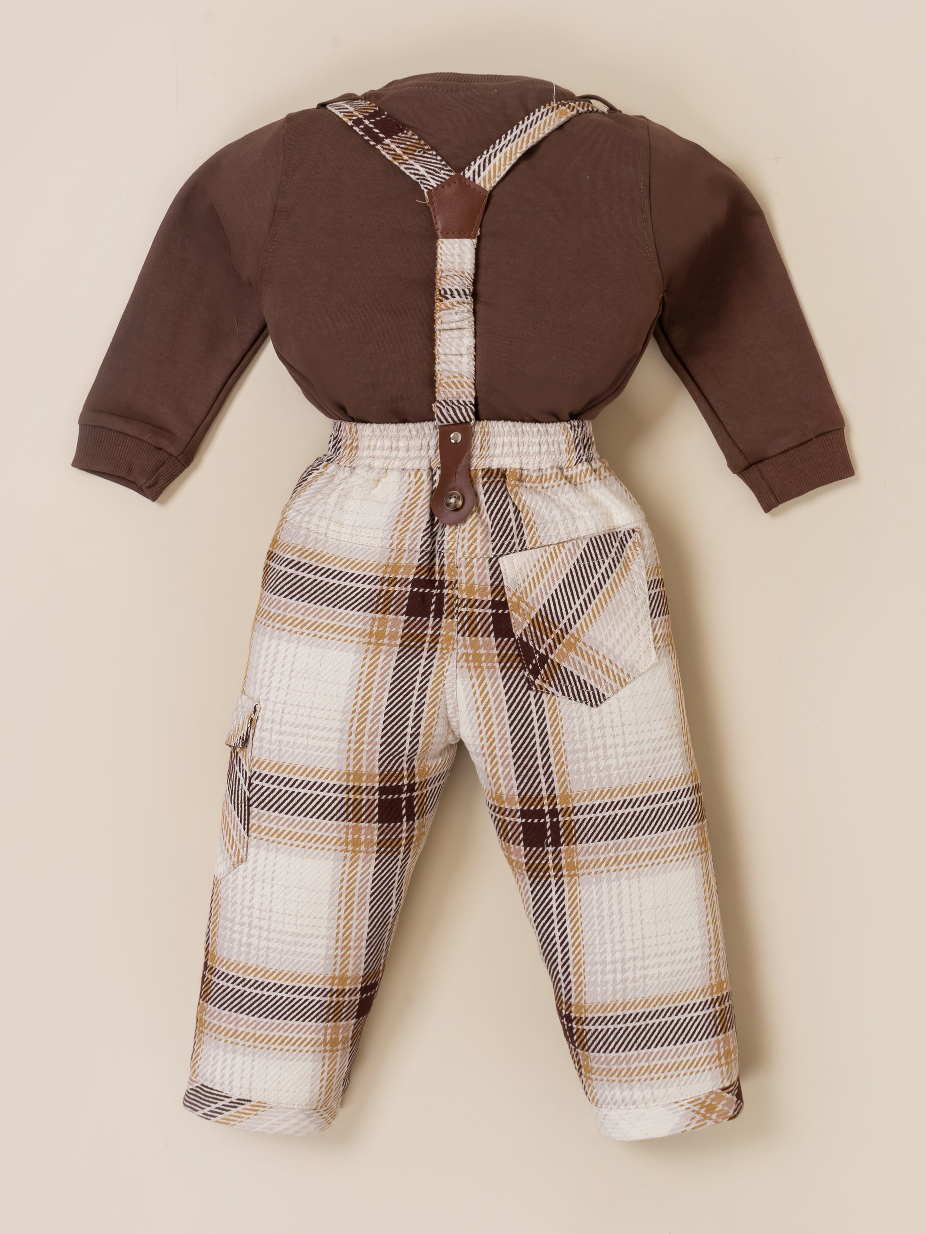 Boys’ Plaid Suspender Outfit Set