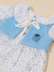 Baby Girls Floral Printed Top with Jacket & Bottom Set