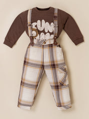 Boys’ Plaid Suspender Outfit Set