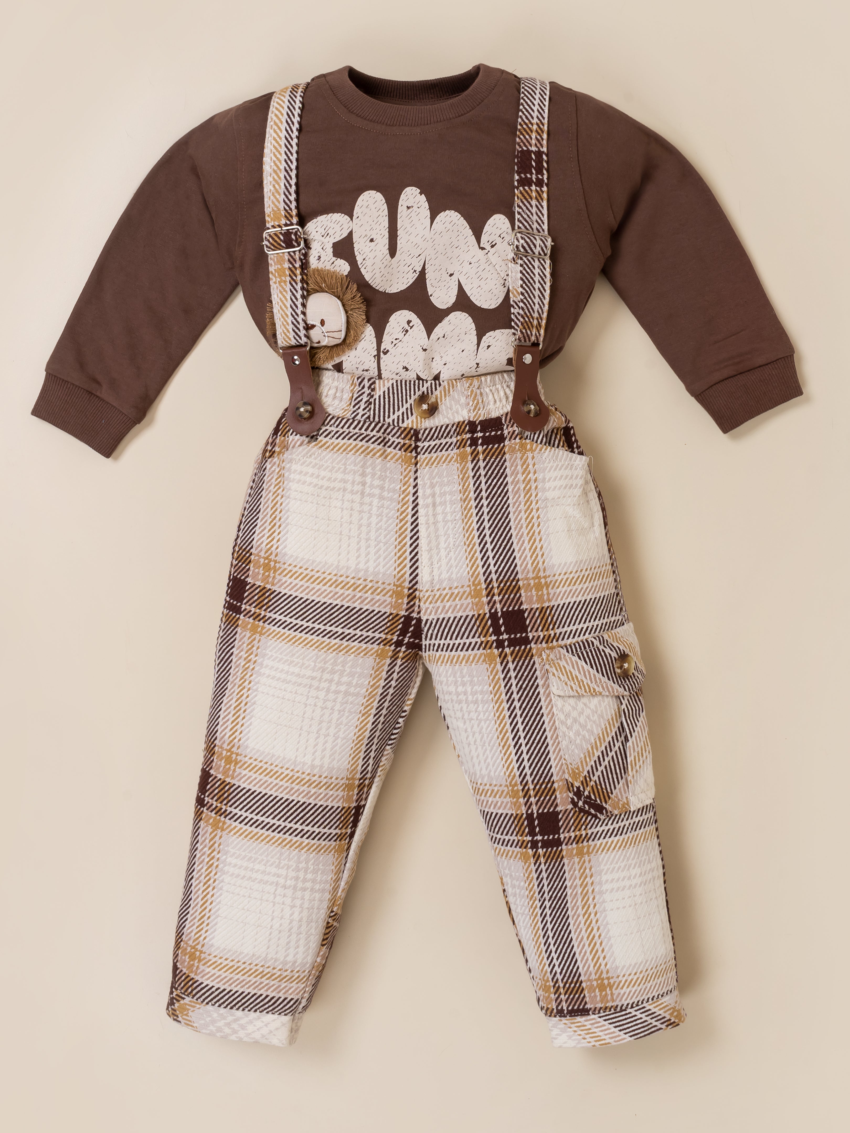 Boys’ Plaid Suspender Outfit Set