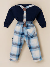 Boys’ Plaid Suspender Outfit Set