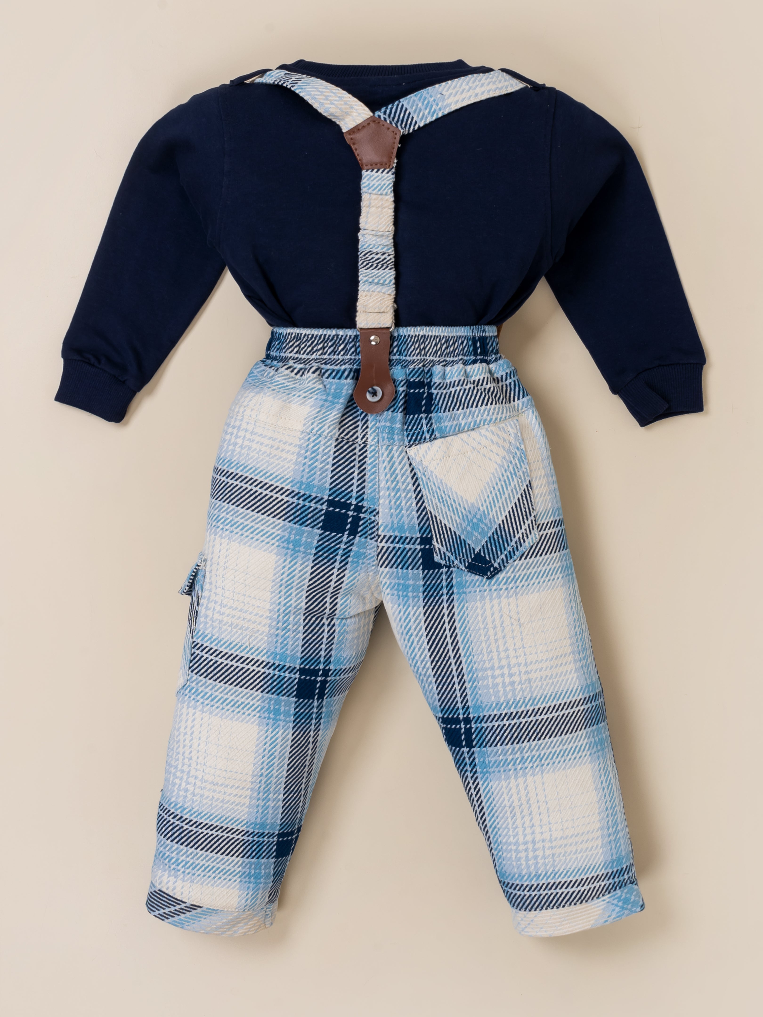 Boys’ Plaid Suspender Outfit Set