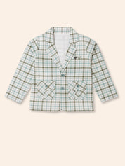 Boys' 3-Piece Brown Plaid Blazer Set