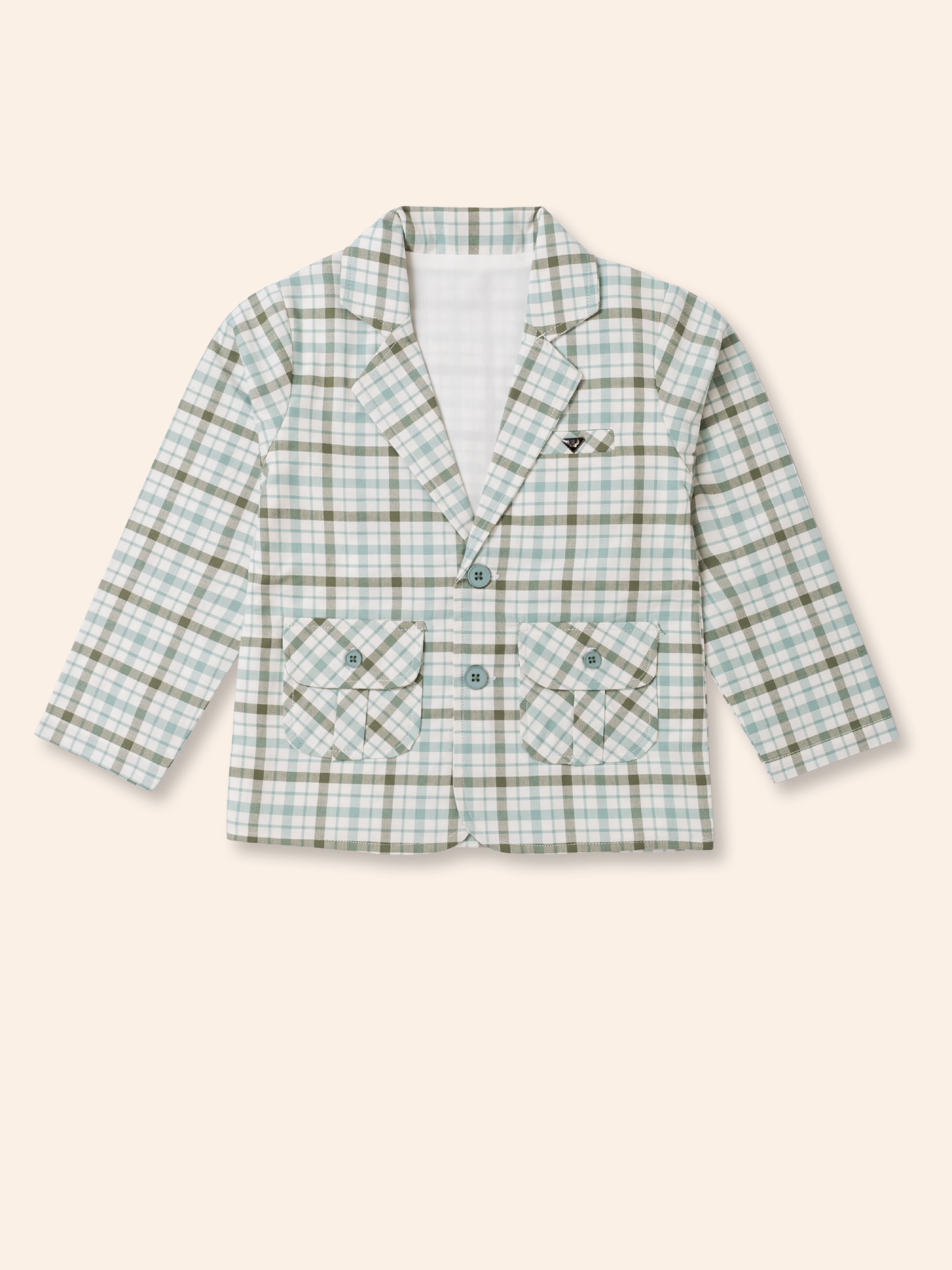 Boys' 3-Piece Brown Plaid Blazer Set