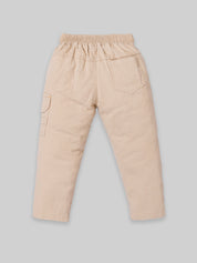 Boys Teddy Bear Printed Sweatshirt & Cargo Pants Set | Cream & Orange