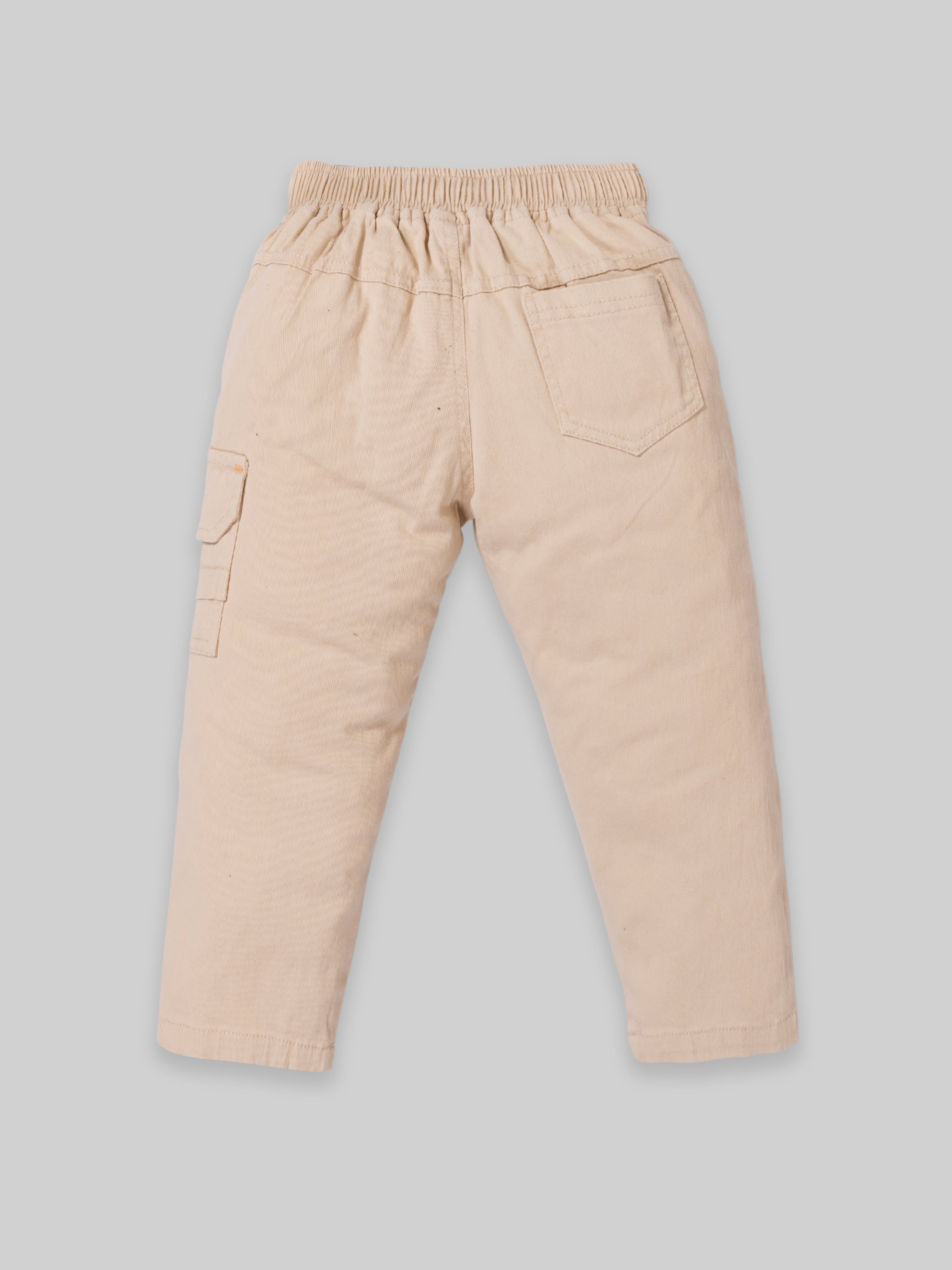 Boys Teddy Bear Printed Sweatshirt & Cargo Pants Set | Cream & Orange