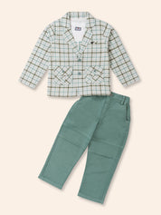 Boys' 3-Piece Brown Plaid Blazer Set