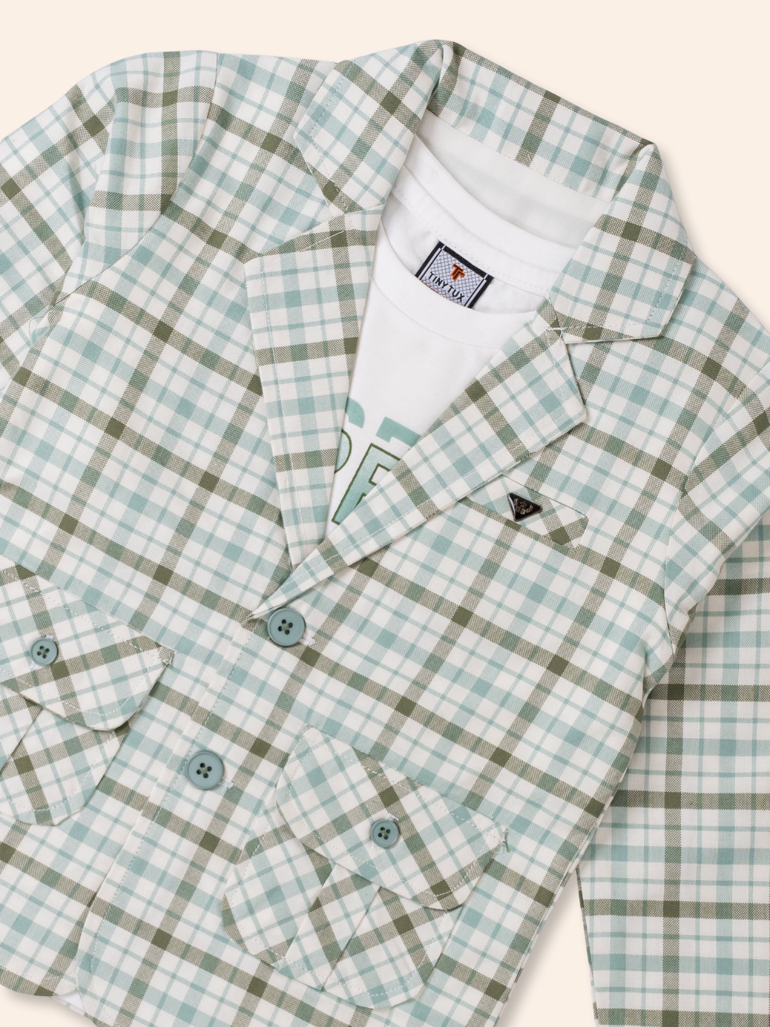 Boys' 3-Piece Brown Plaid Blazer Set
