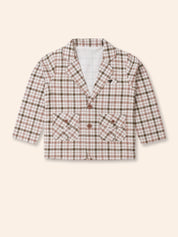 Boys' 3-Piece Brown Plaid Blazer Set