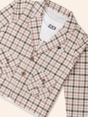 Boys' 3-Piece Brown Plaid Blazer Set