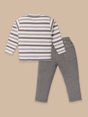 Baby & Toddler Winter Striped - Outfit Set | Grey & Mauve