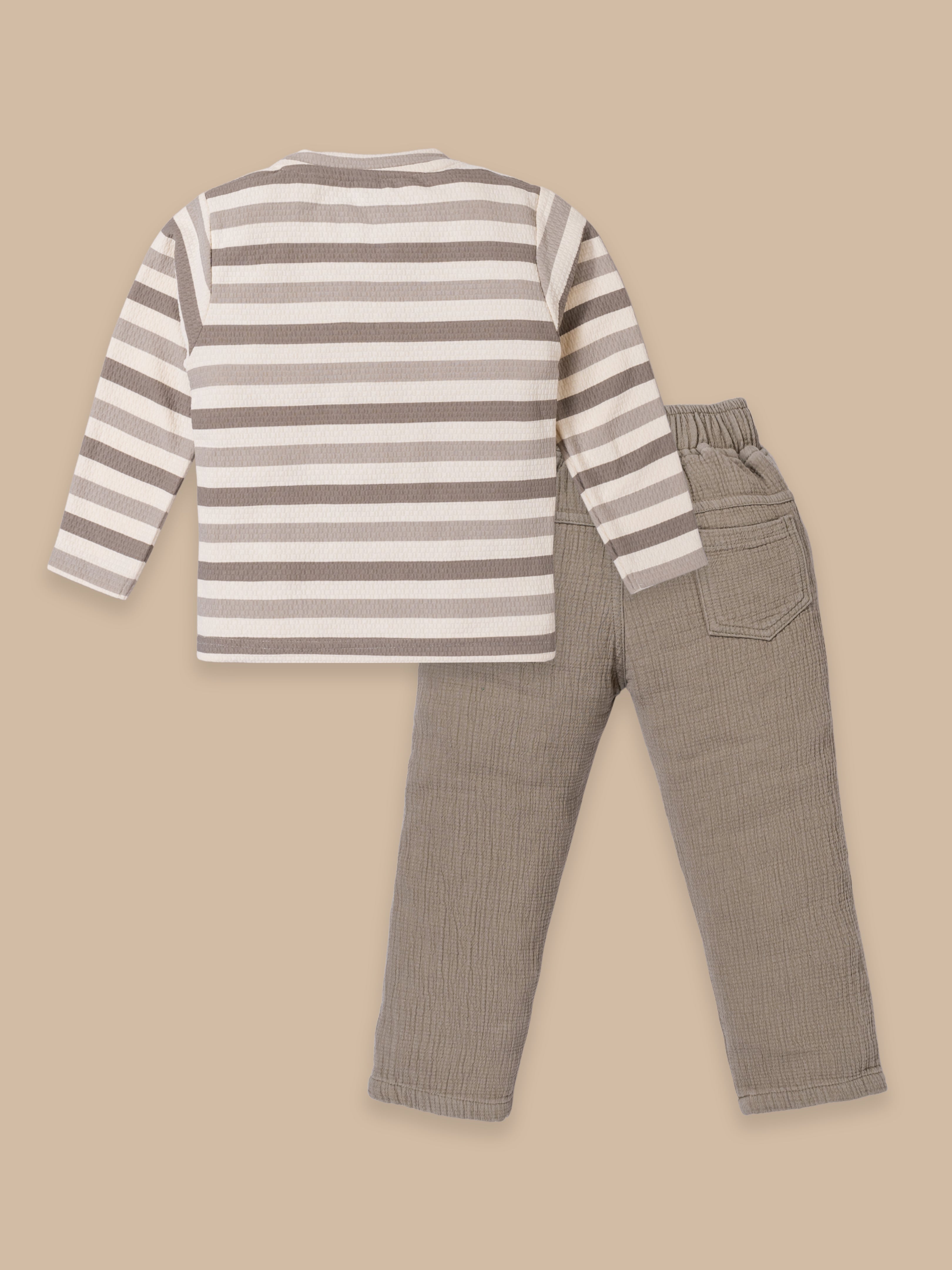 Baby & Toddler Winter Striped - Outfit Set | Grey & Mauve