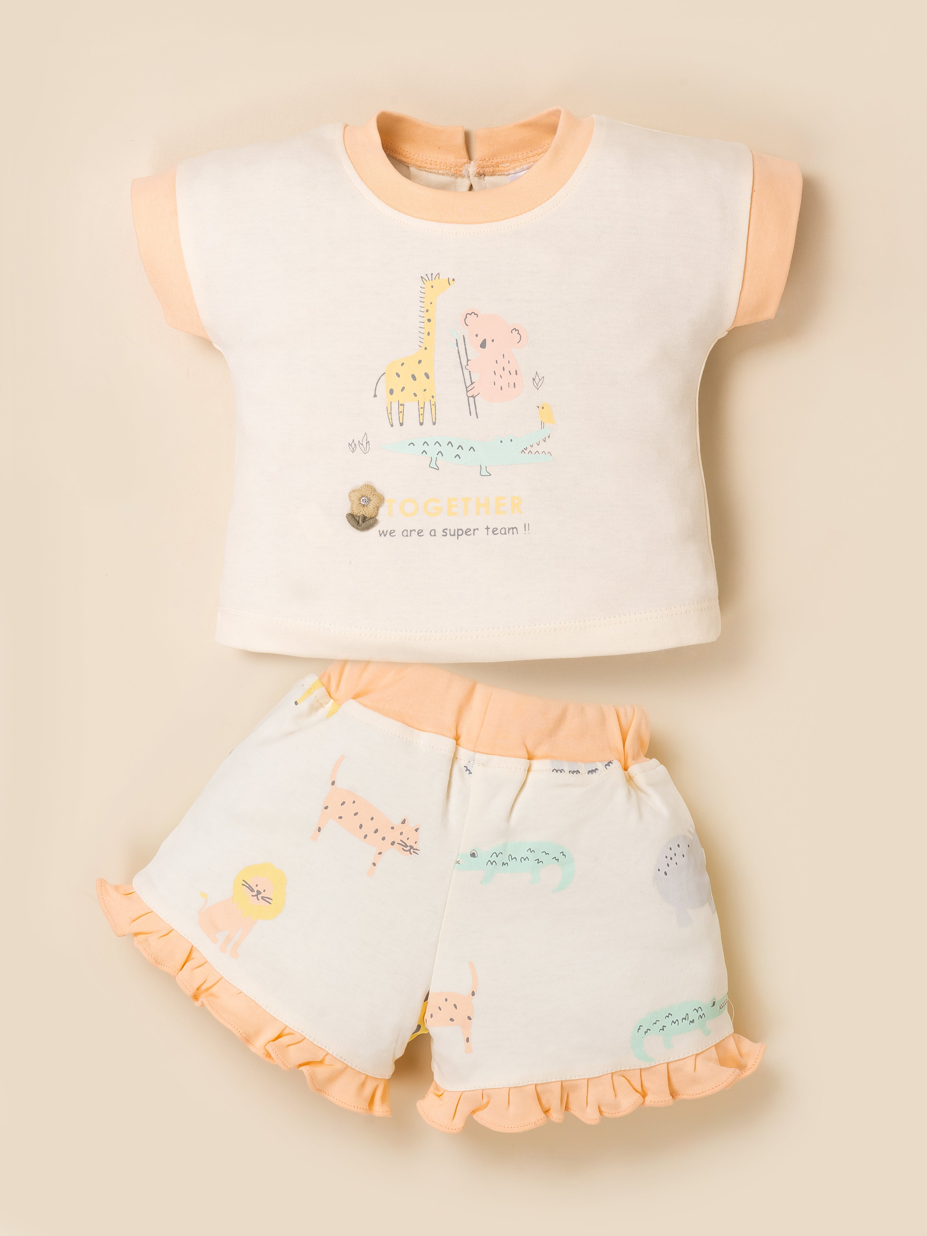 Baby Girl Clothing Set with Top, Shorts & Bodysuit