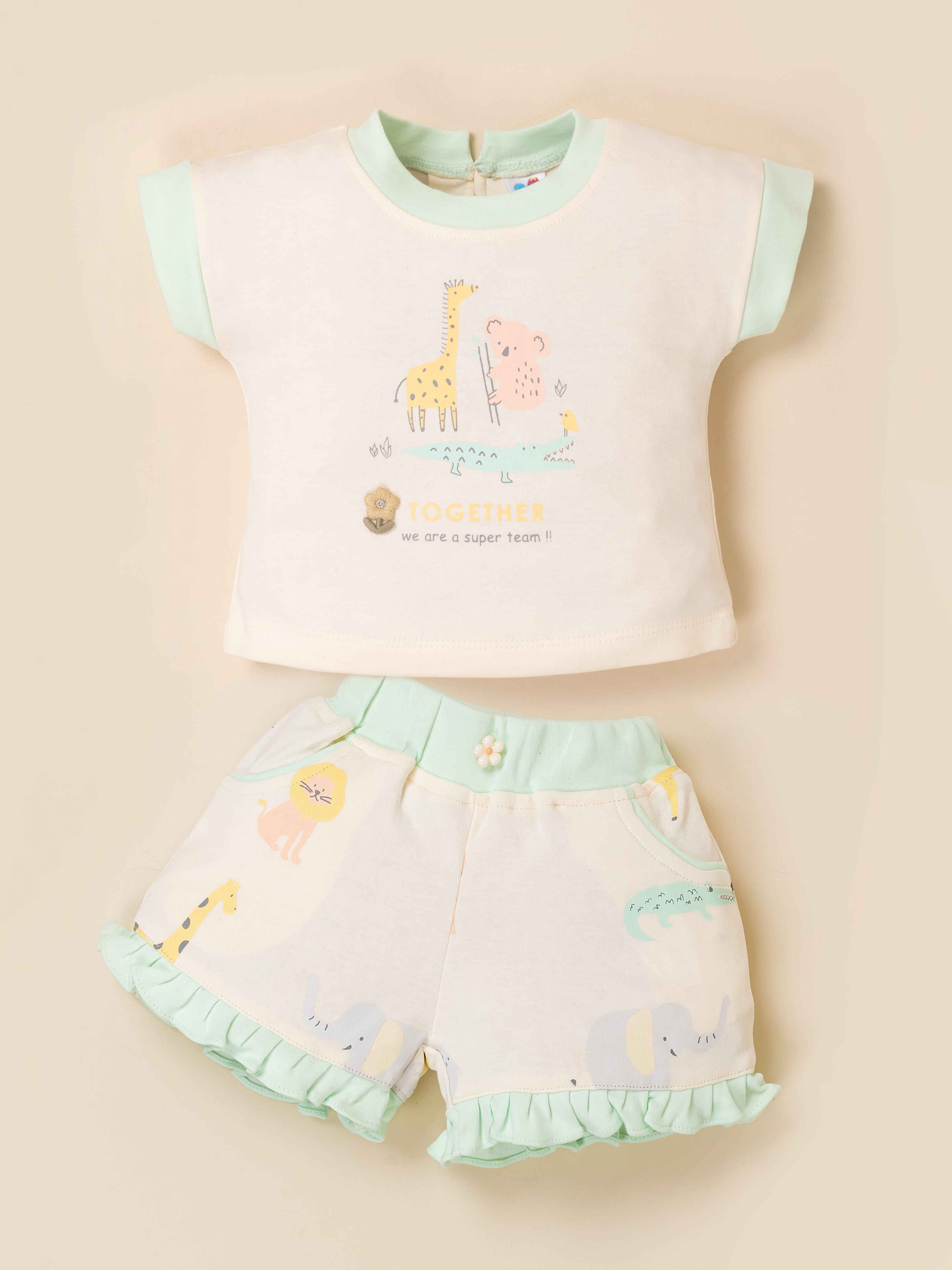 Baby Girl Clothing Set with Top, Shorts & Bodysuit