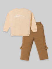 Toddler Boys’ 2-Piece Outfit Set – Long Sleeve Sweatshirt and Cargo Pants Set