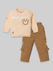 Toddler Boys’ 2-Piece Outfit Set – Long Sleeve Sweatshirt and Cargo Pants Set