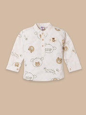 Kids Casual Outfit – Printed Full Sleeve Kurta With Matching Pants