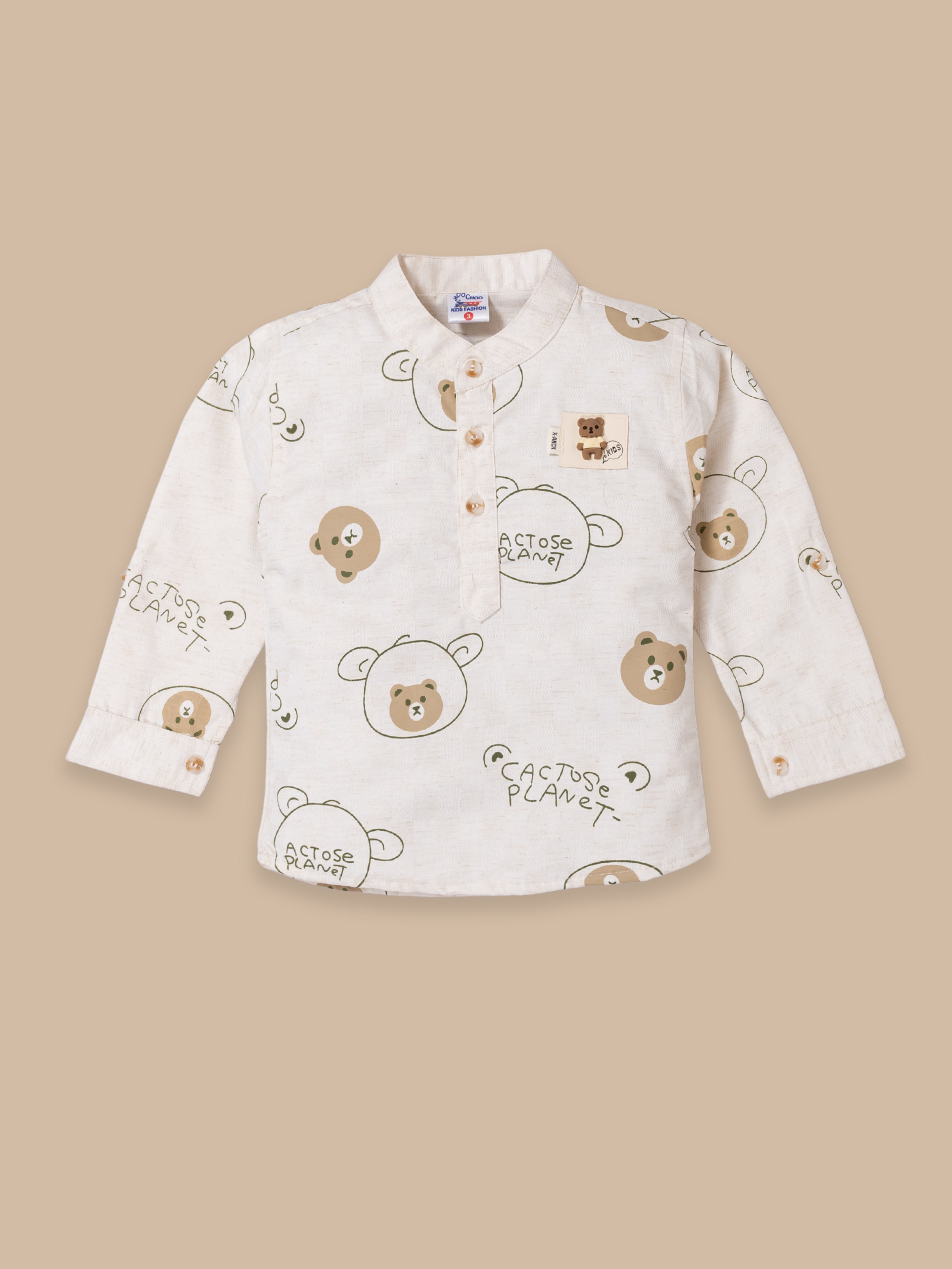 Kids Casual Outfit – Printed Full Sleeve Kurta With Matching Pants
