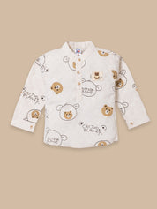 Kids Casual Outfit – Printed Full Sleeve Kurta With Matching Pants