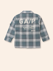 Stylish Toddler Boy Outfit – Plaid Shirt Jacket, Pants & Graphic T-Shirt