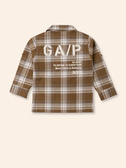 Stylish Toddler Boy Outfit – Plaid Shirt Jacket, Pants & Graphic T-Shirt
