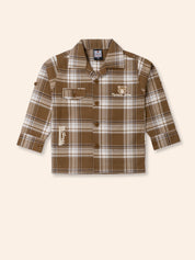 Stylish Toddler Boy Outfit – Plaid Shirt Jacket, Pants & Graphic T-Shirt