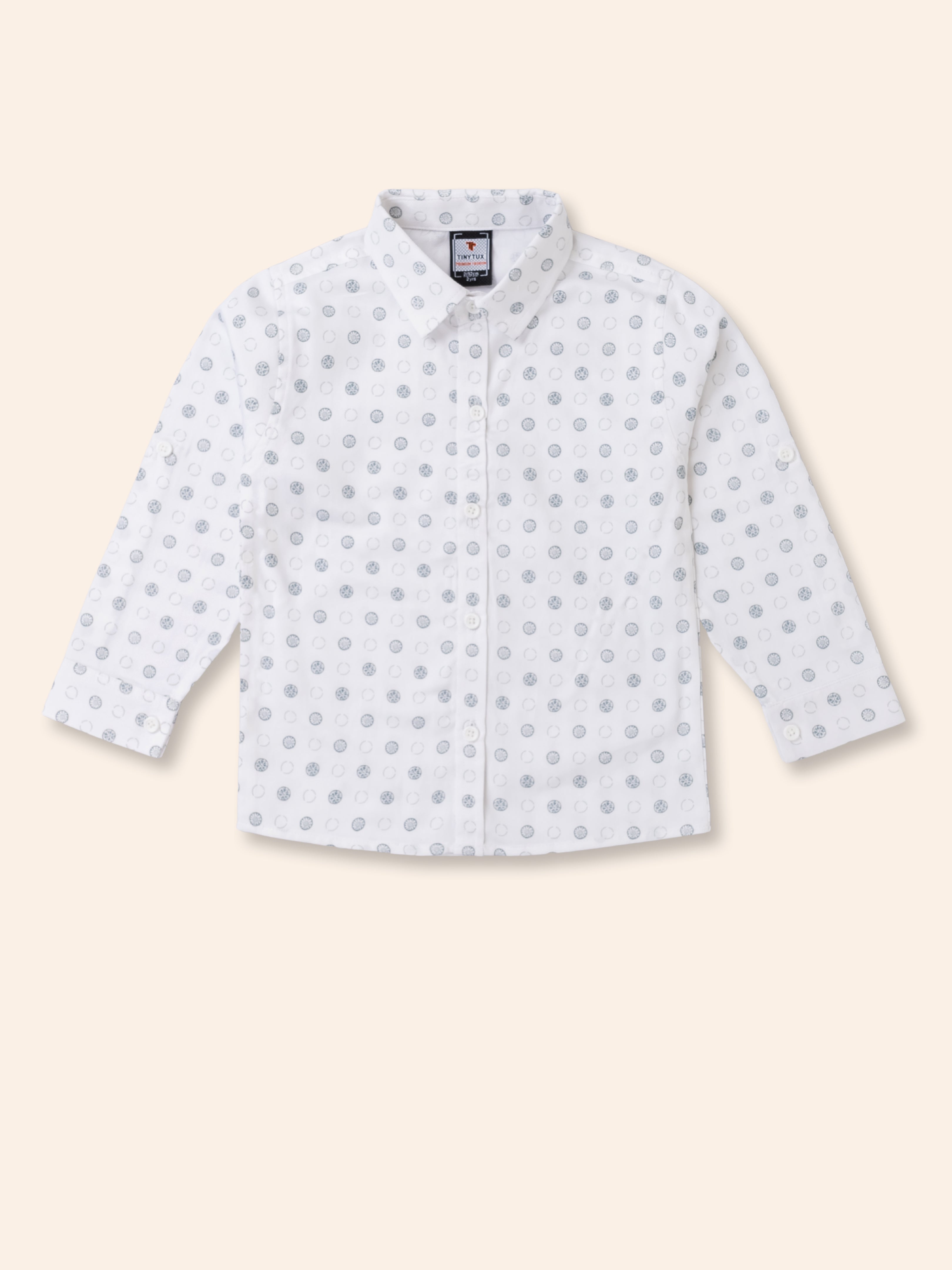 Toddler Boy Gentleman Outfit – Printed Shirt, Vest and Bow Tie Set