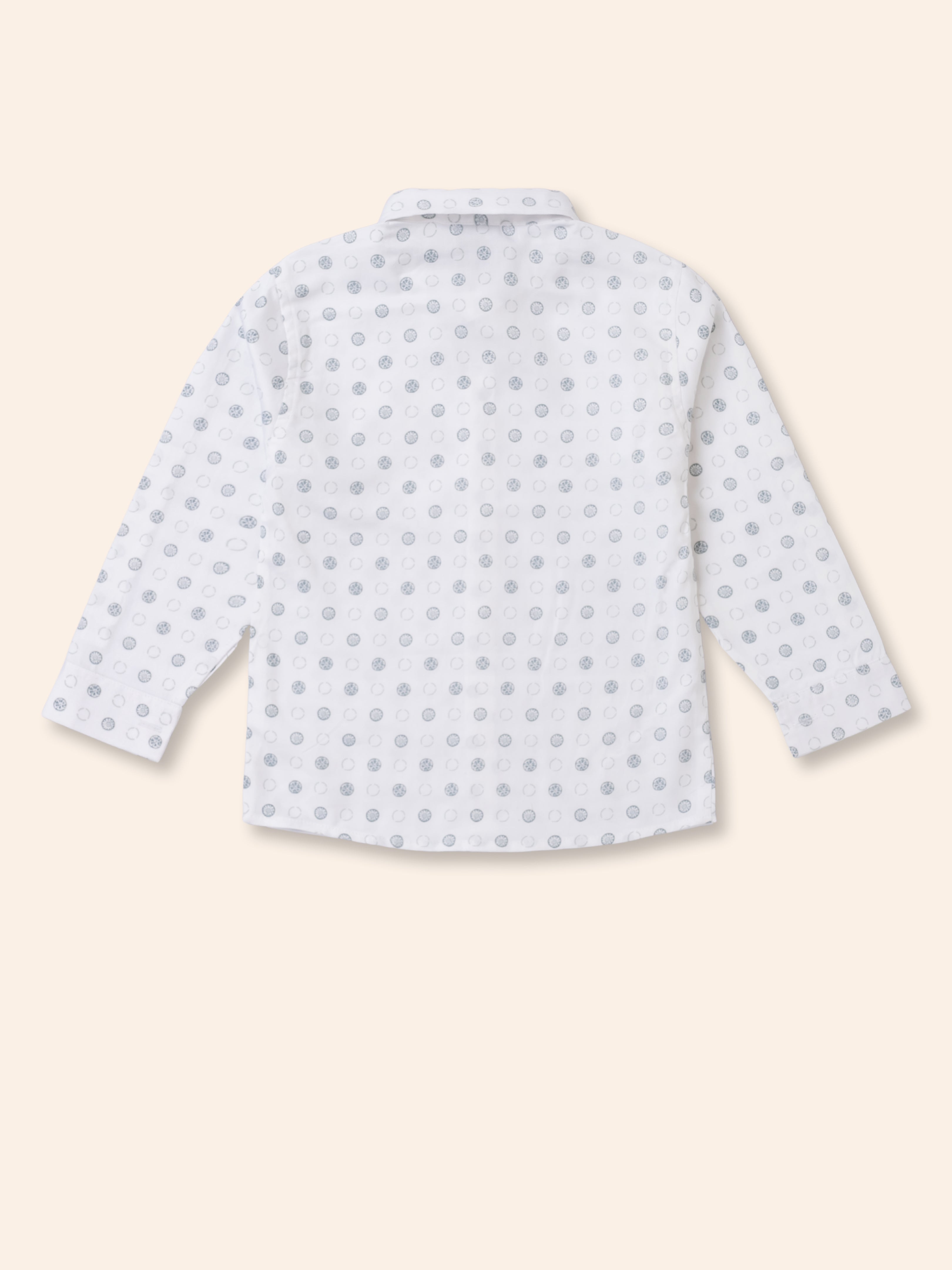 Toddler Boy Gentleman Outfit – Printed Shirt, Vest and Bow Tie Set