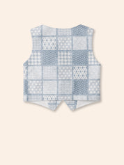 Toddler Boy Gentleman Outfit – Printed Shirt, Vest and Bow Tie Set