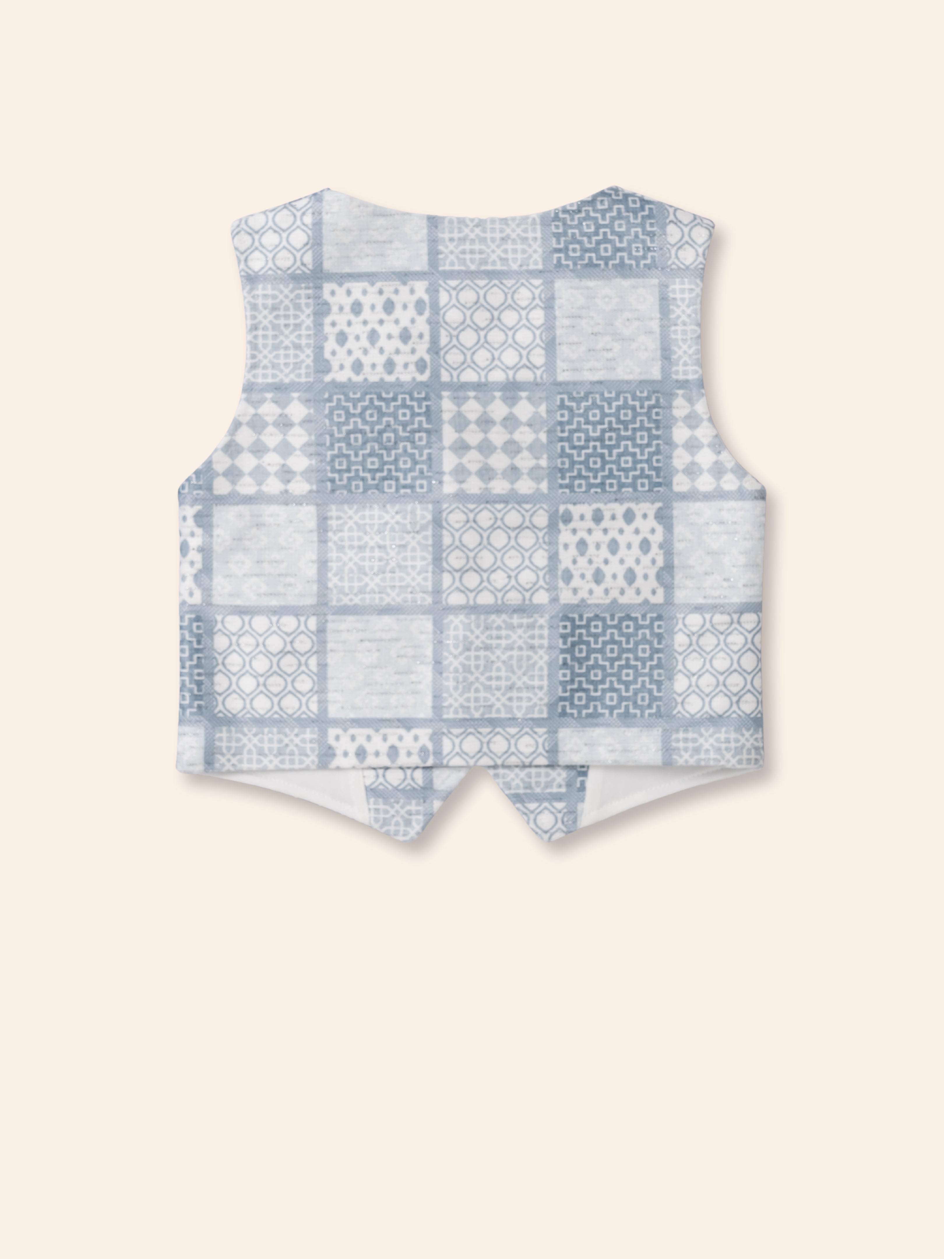 Toddler Boy Gentleman Outfit – Printed Shirt, Vest and Bow Tie Set