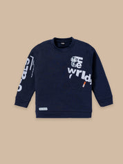 Boys Winter Outfit Set – Warm Sweatshirt & Pant | Navy & Brown