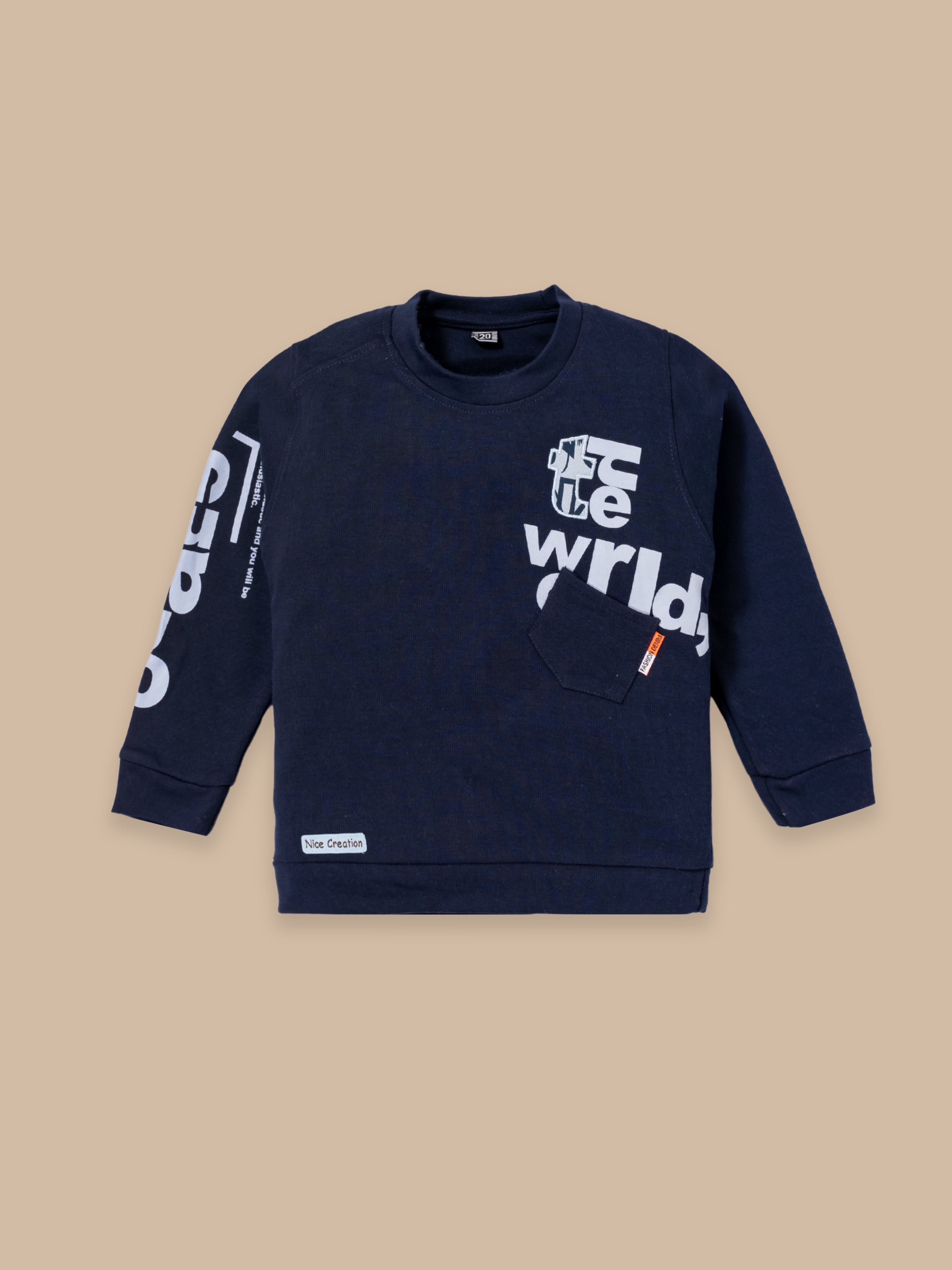 Boys Winter Outfit Set – Warm Sweatshirt & Pant | Navy & Brown