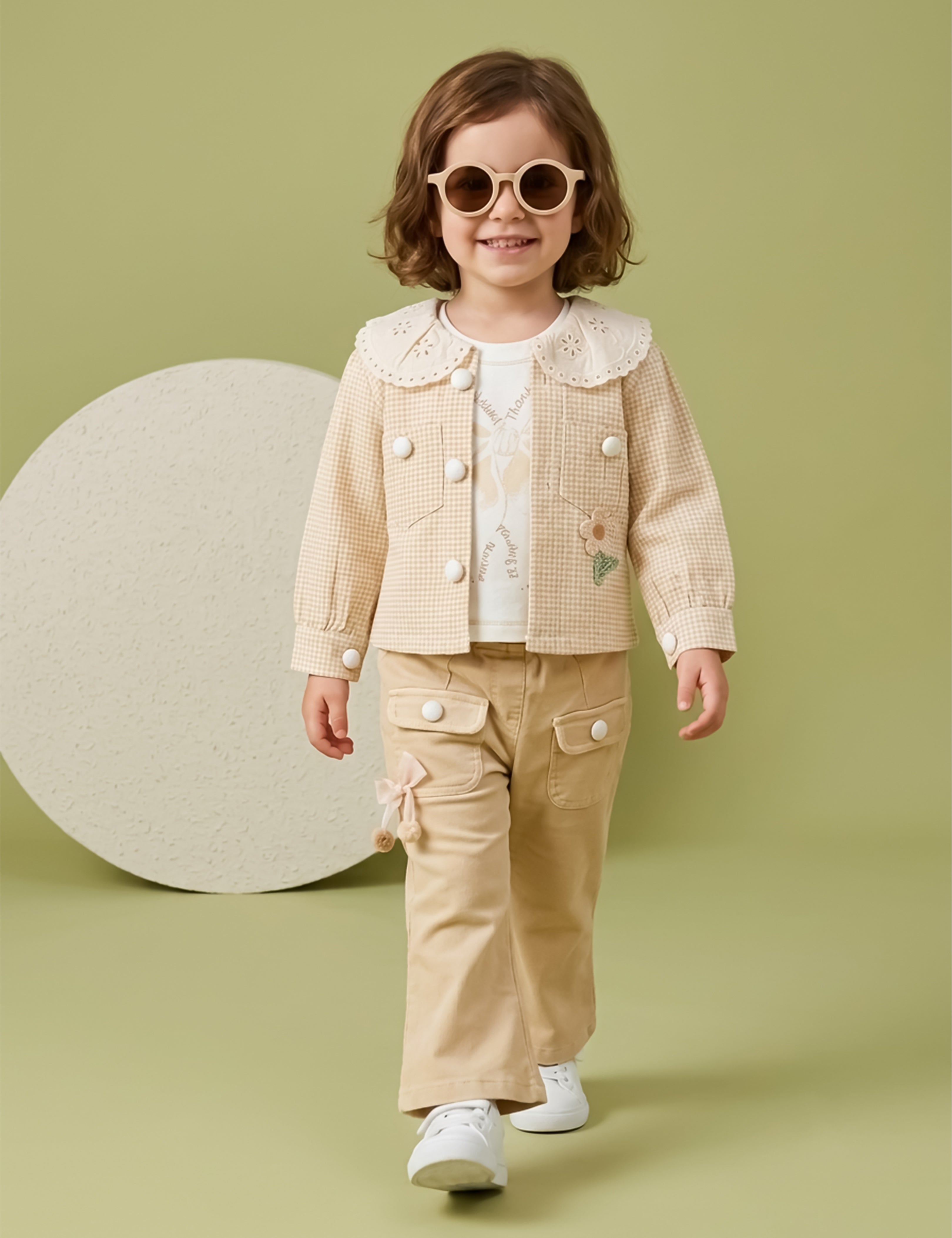 Girls Jacket, Sleeveless Top & Wide Leg Pants Set