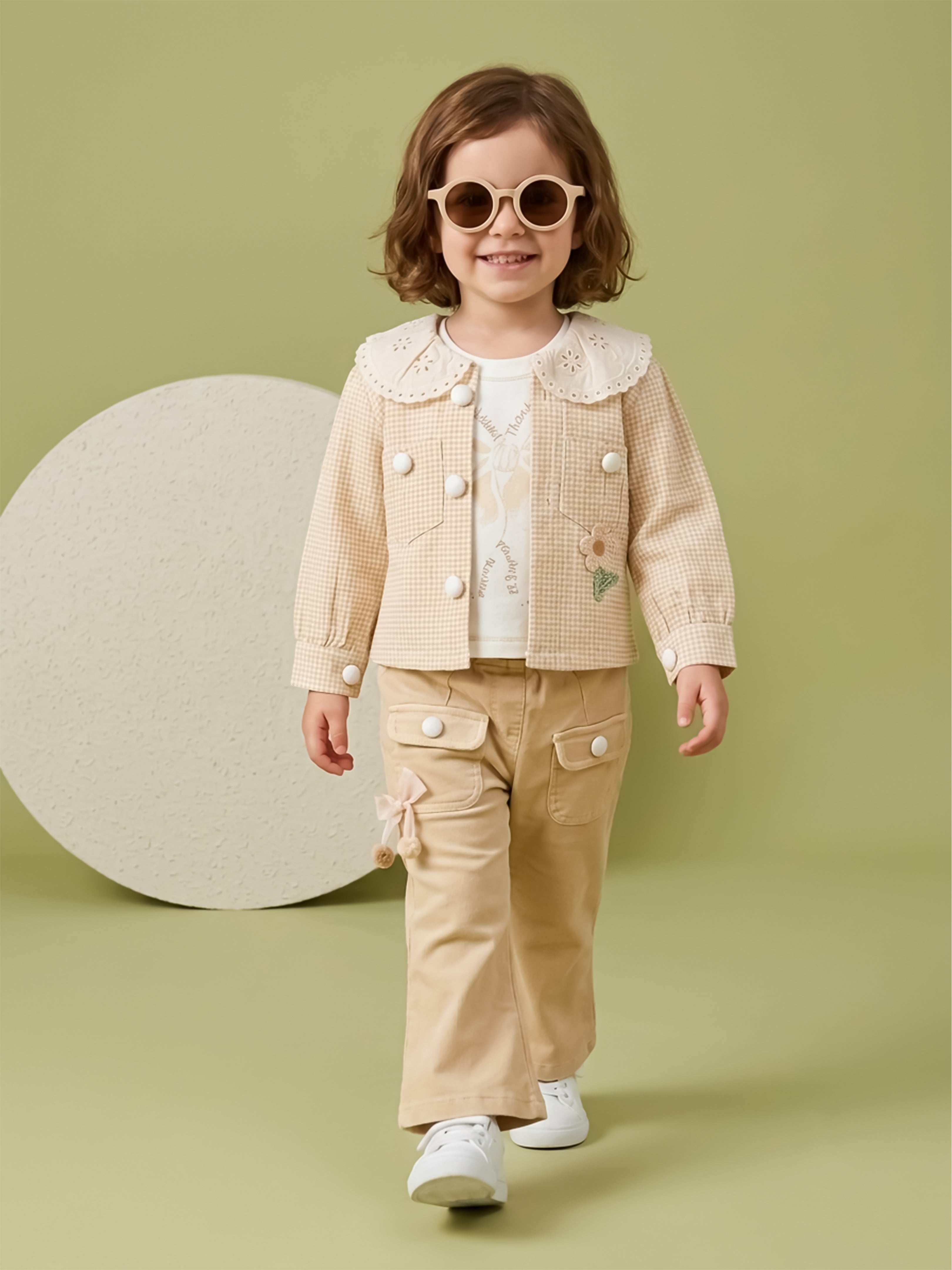 Girls Jacket, Sleeveless Top & Wide Leg Pants Set