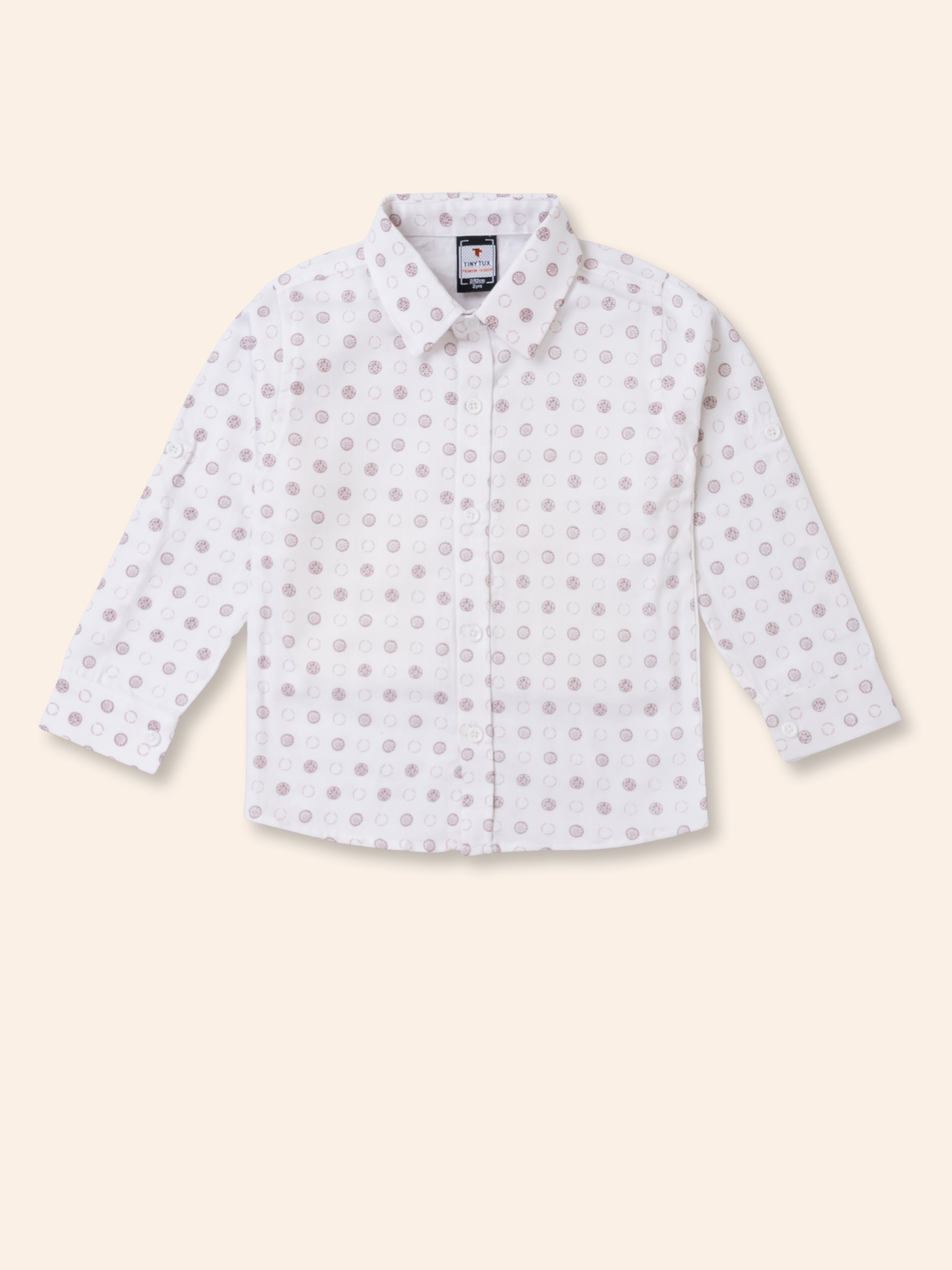 Toddler Boy Gentleman Outfit – Printed Shirt, Vest and Bow Tie Set