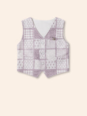 Toddler Boy Gentleman Outfit – Printed Shirt, Vest and Bow Tie Set