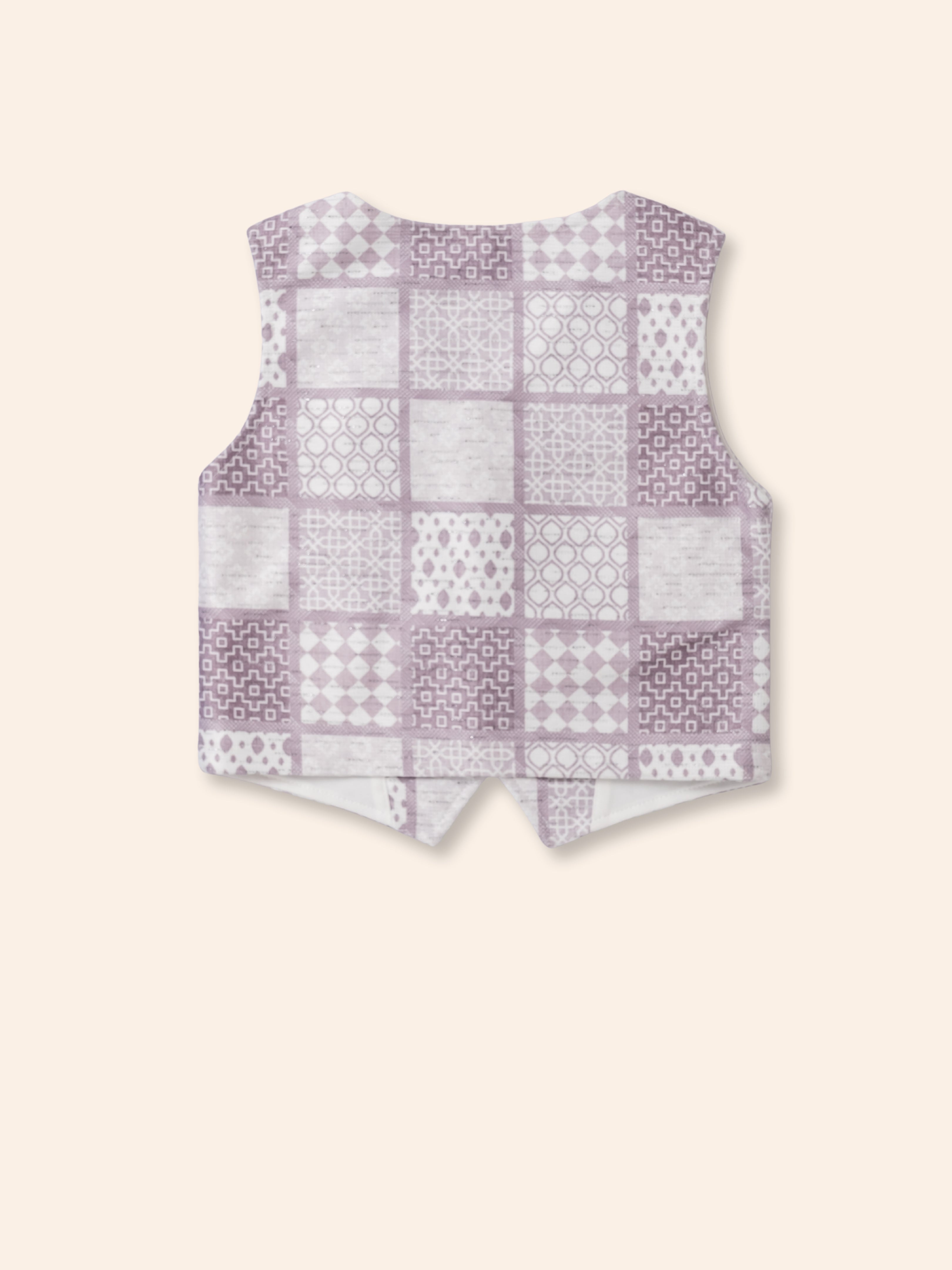 Toddler Boy Gentleman Outfit – Printed Shirt, Vest and Bow Tie Set