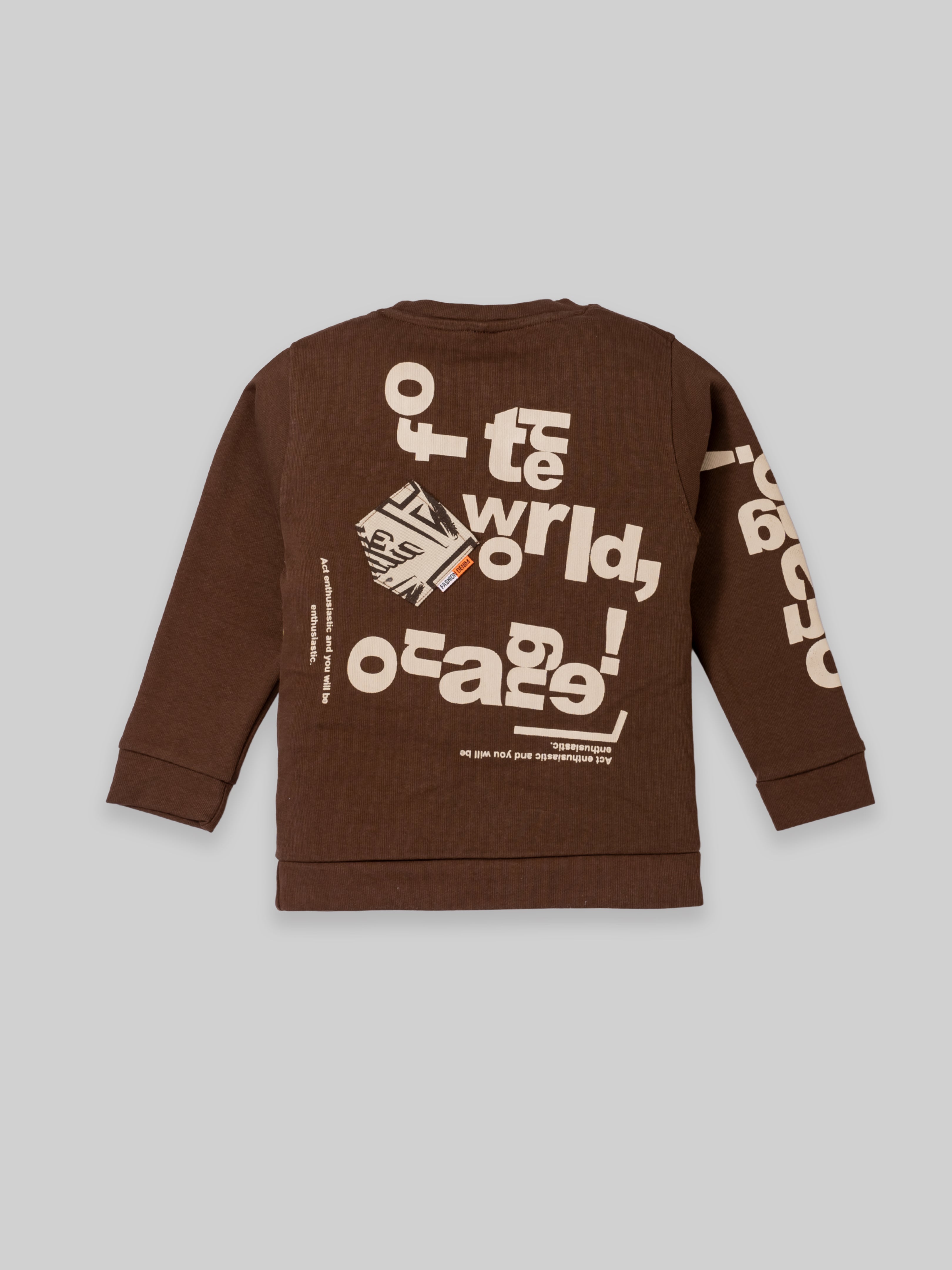 Boys Winter Outfit Set – Warm Sweatshirt & Pant | Navy & Brown