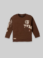 Boys Winter Outfit Set – Warm Sweatshirt & Pant | Navy & Brown