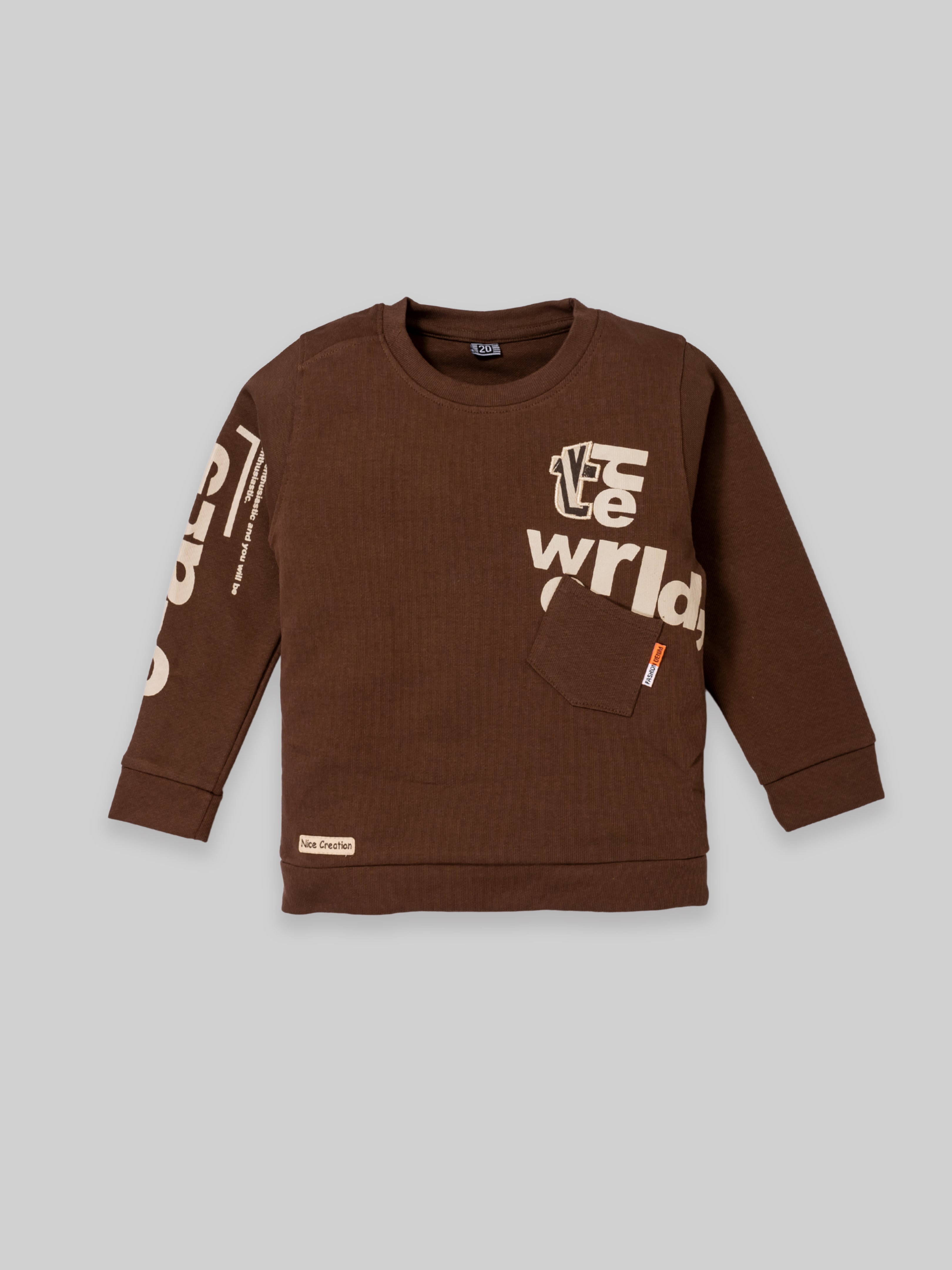 Boys Winter Outfit Set – Warm Sweatshirt & Pant | Navy & Brown