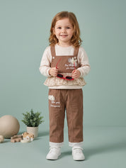 Girls Top and Wide Leg Pant with Sleeveless Overlay