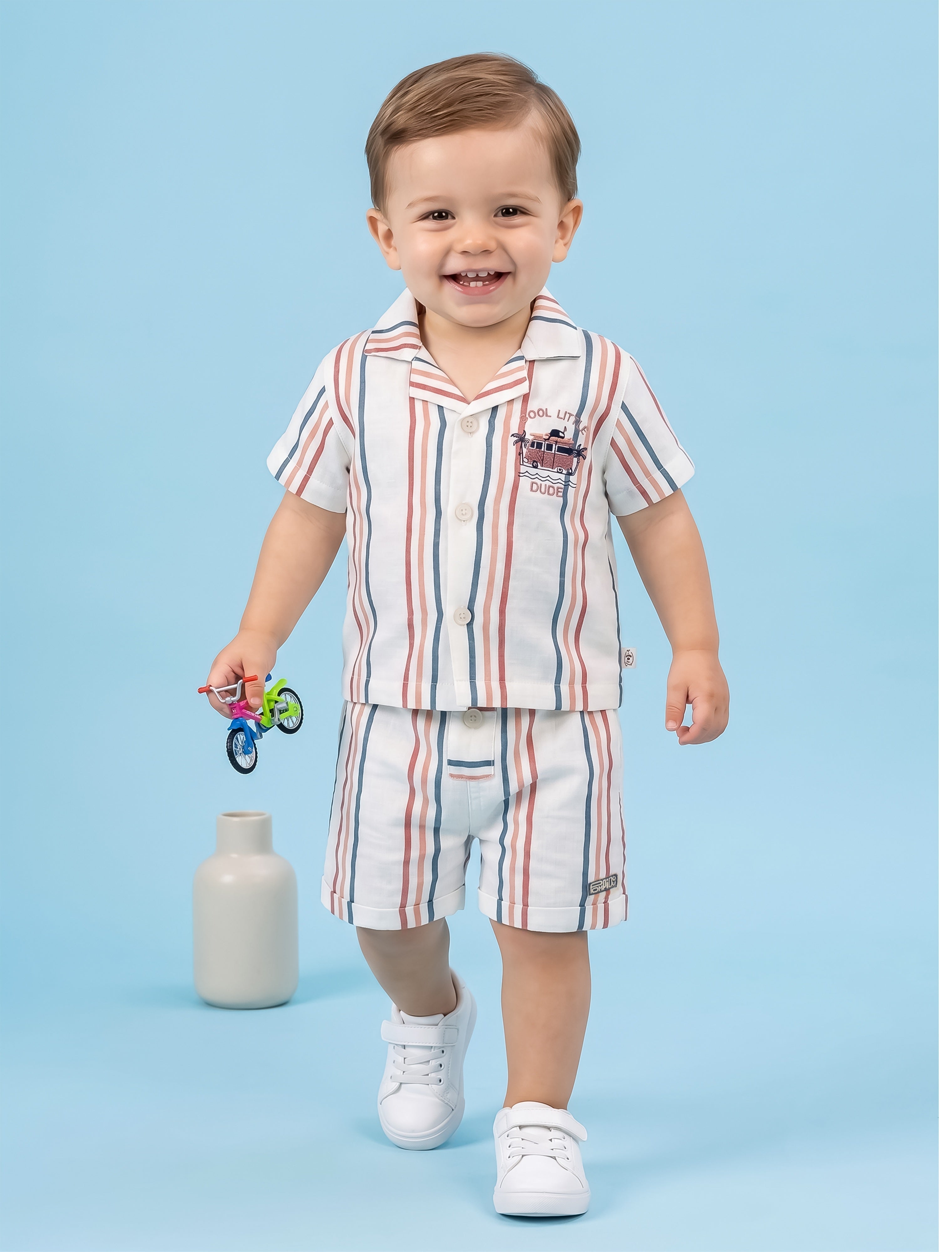 Baby Boys Striped Resort Shirt & Shorts Set